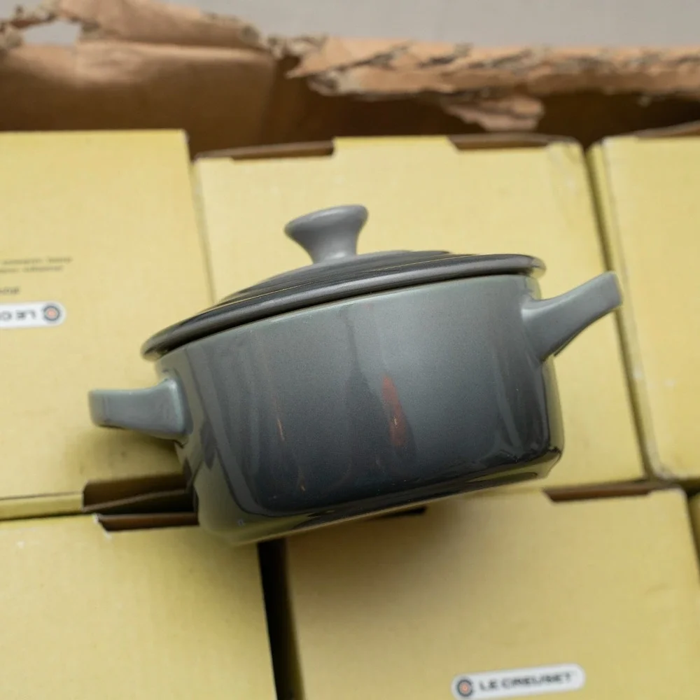 Le Creuset Set of 6 Mini Cocottes with Cookbook Color: Flint